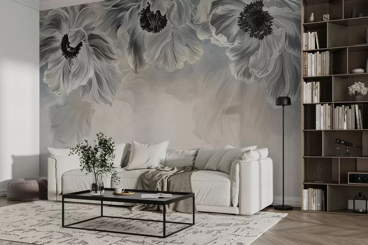 murales de pared grandes flores abstractas w01093