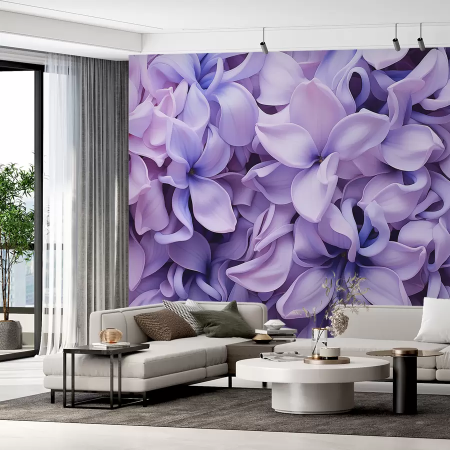 murales de pared Flores de jacinto, color azul púrpura w01556