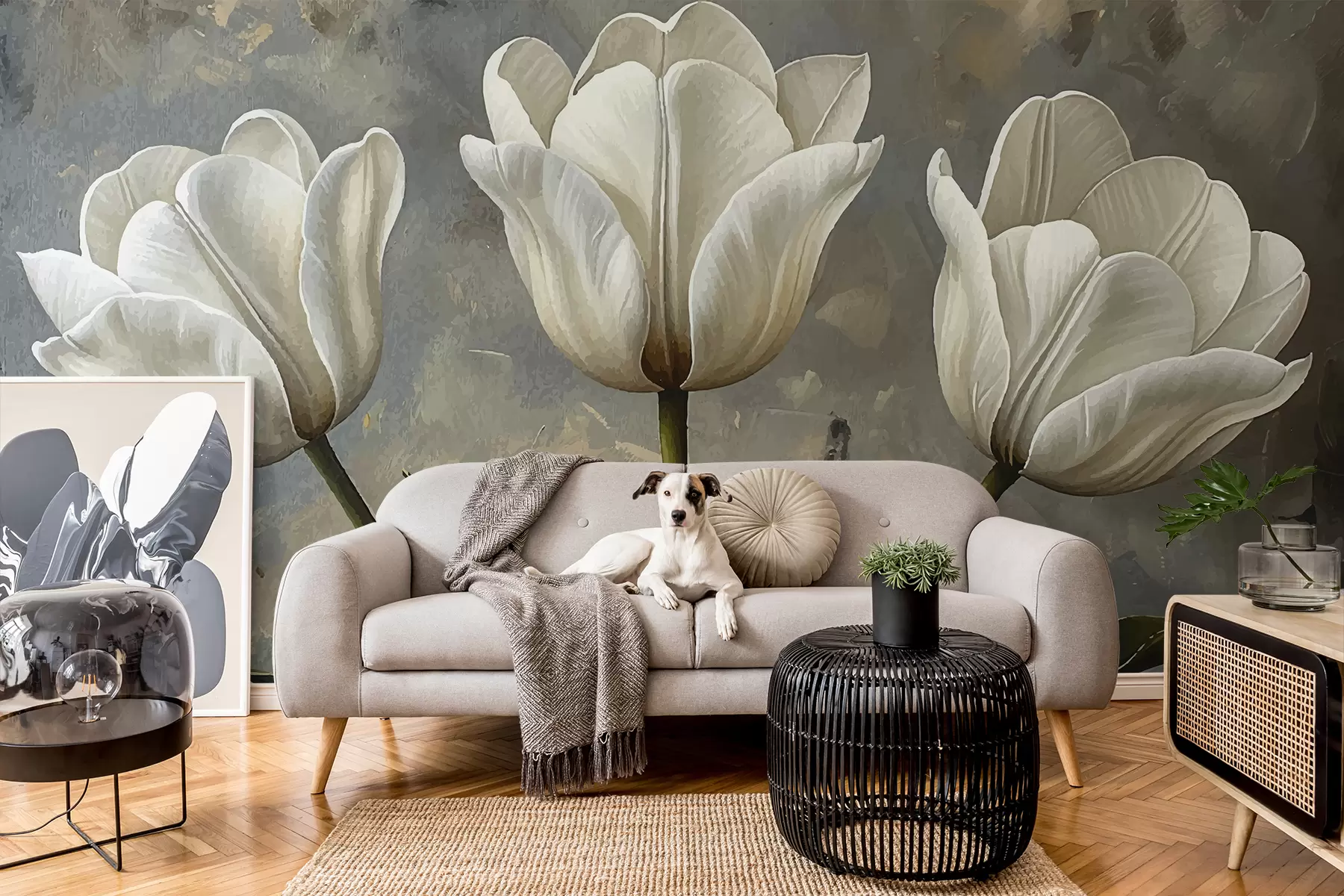 murales de pared Tulipanes blancos w01536