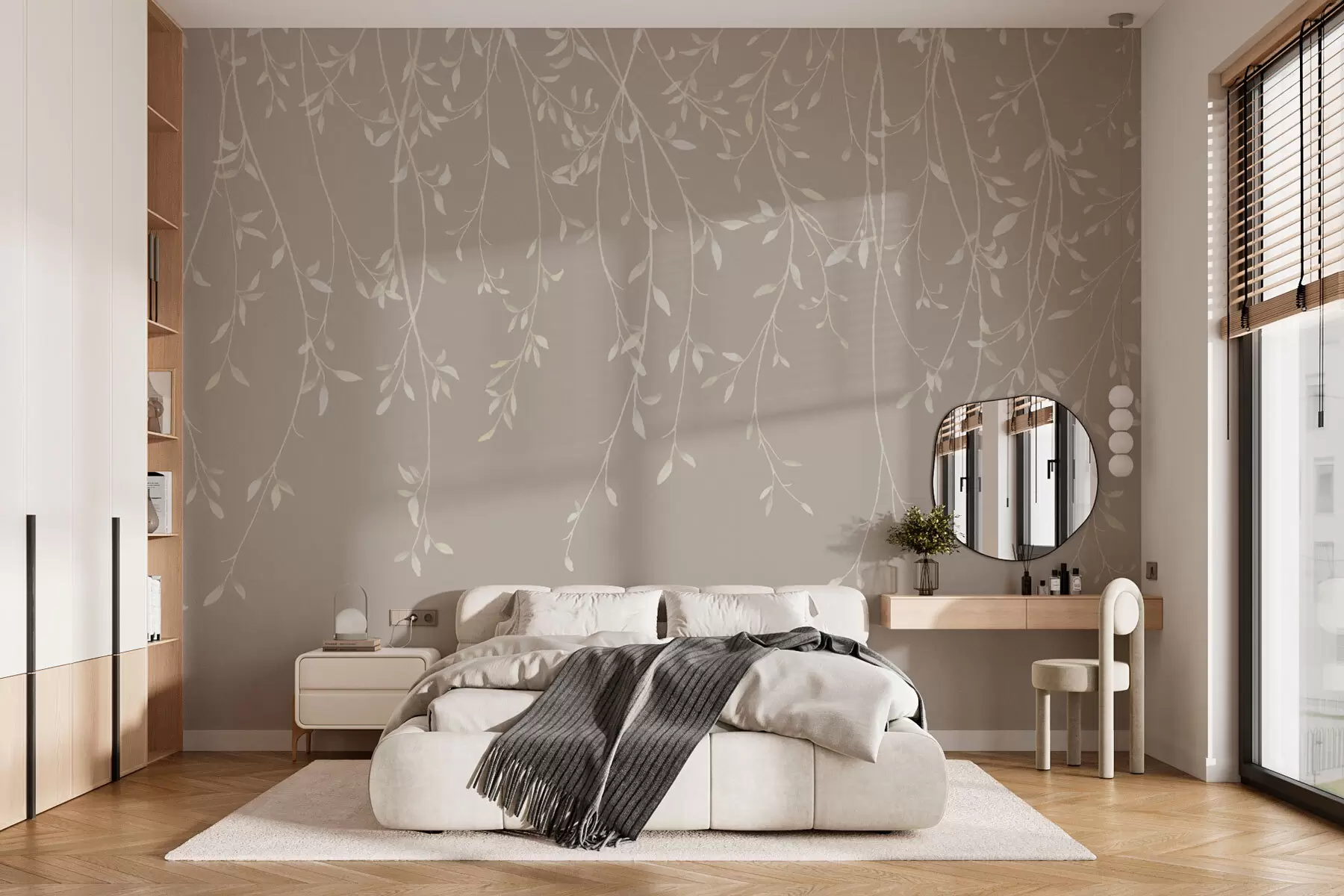 murales de pared Ramas colgantes sobre fondo pastel w01522