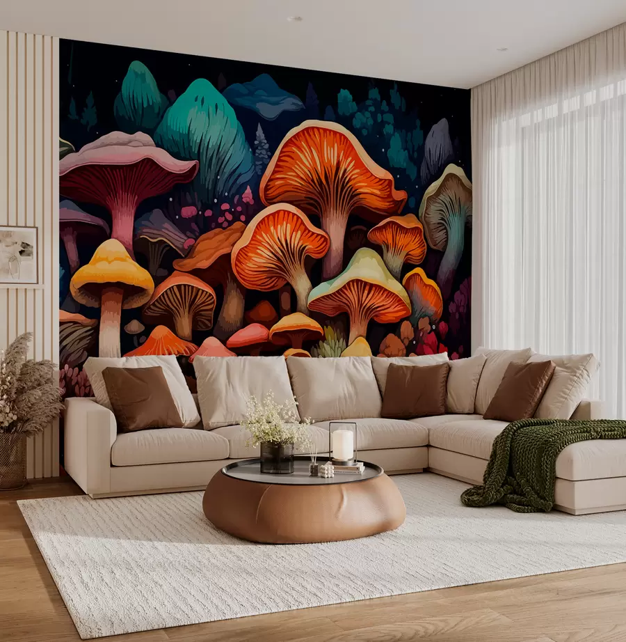 murales de pared Hongos multicolores w01112