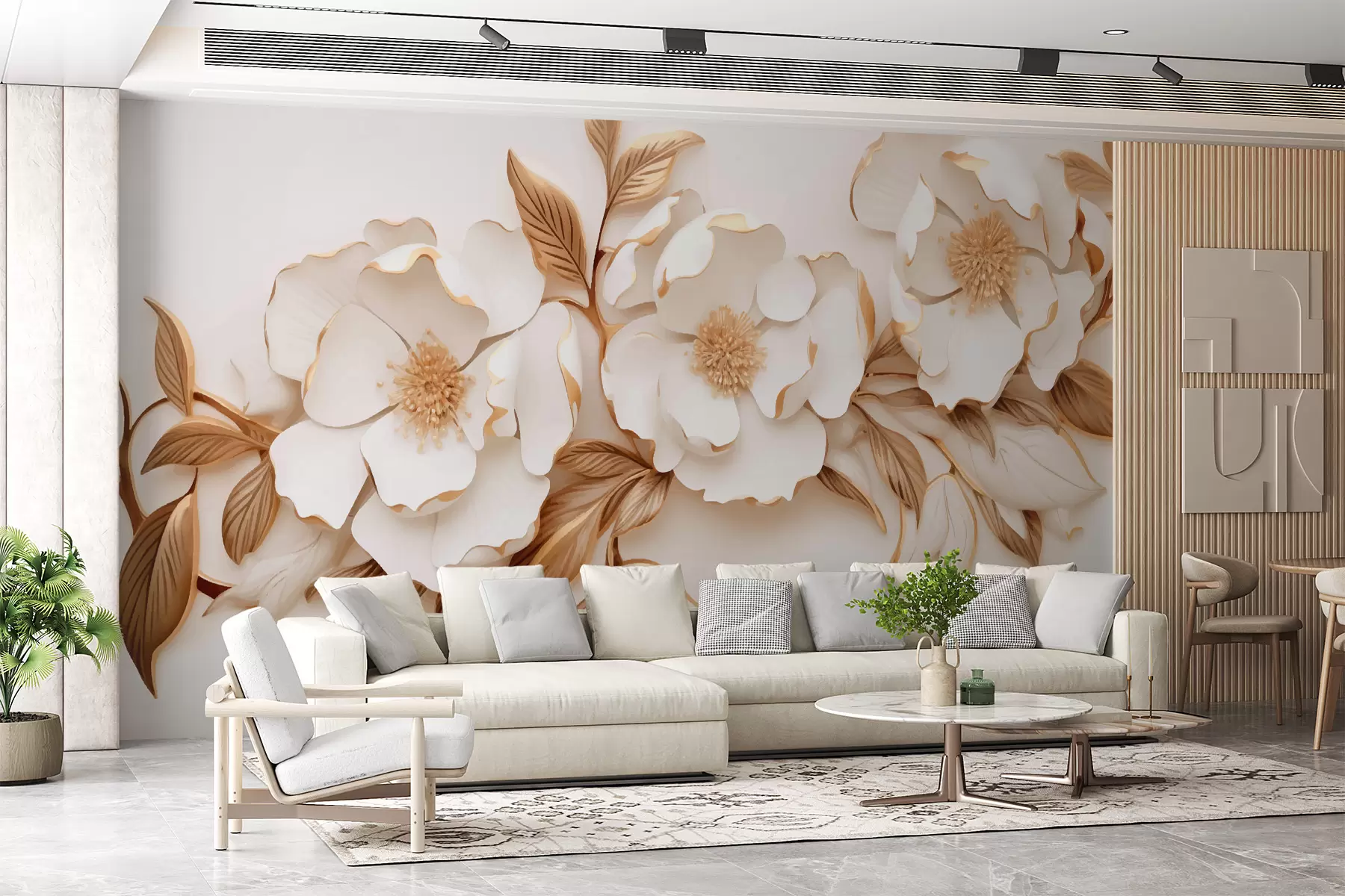 murales de pared Flores con hojas marrones w01113