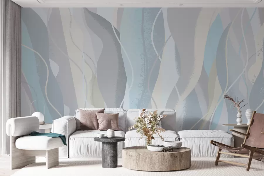 murales de pared Papel pintado moderno abstracto de estilo ecológico en colores fríos y cálidos w01124