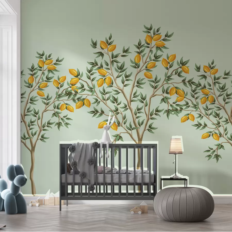murales de pared Limonero, fondo verde w01661v2
