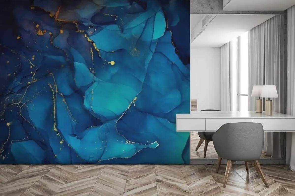 murales de pared Líquido, azul y azul u33258