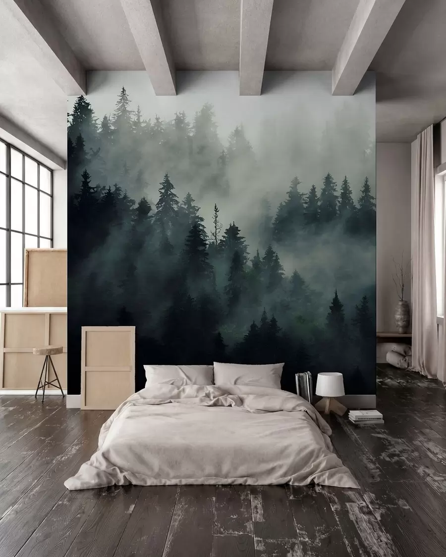 murales de pared Mañana brumosa, bosque u36439