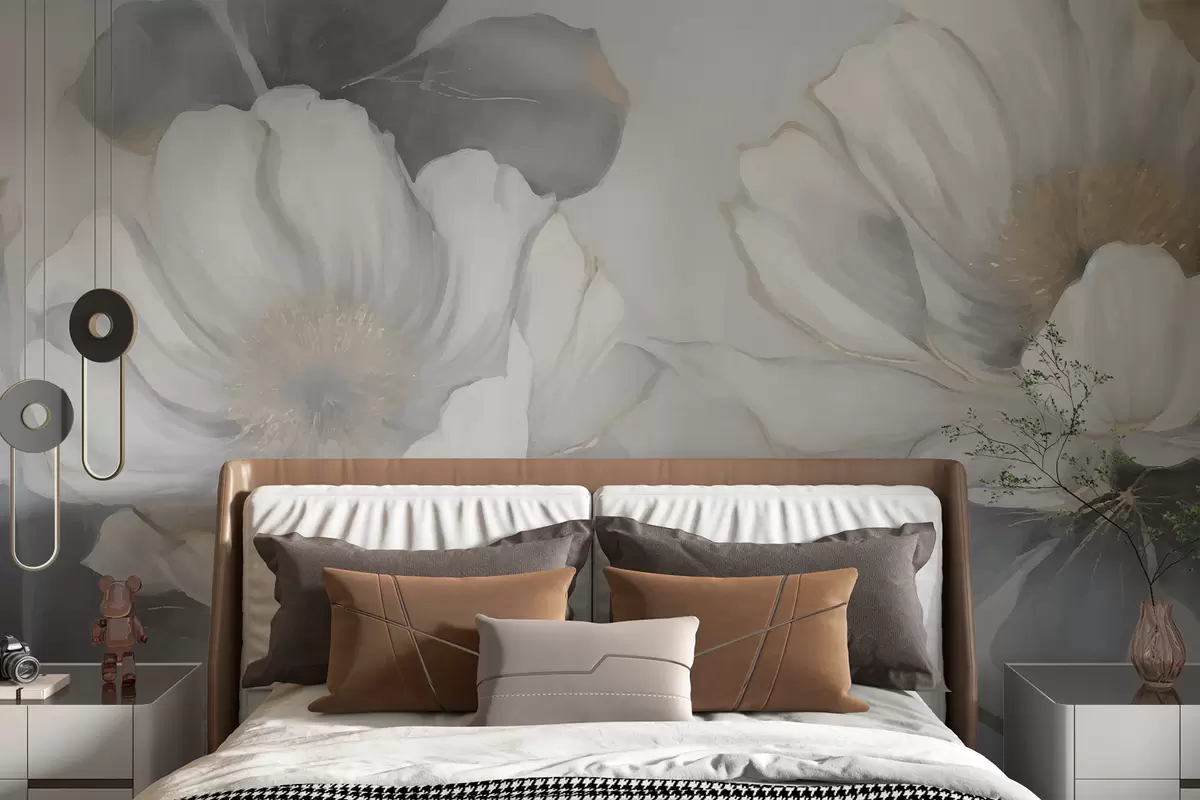 murales de pared Flores grandes, colores pastel w01760