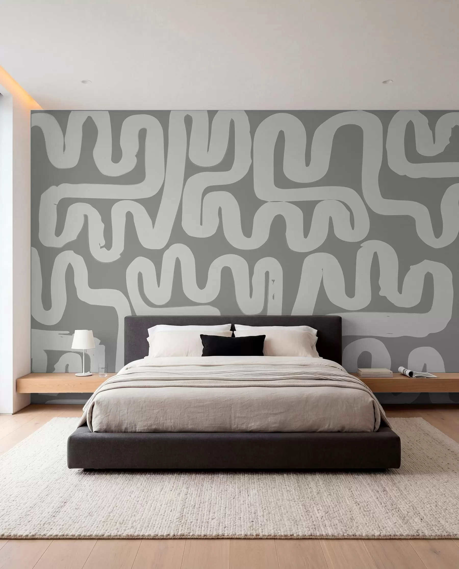 murales de pared Líneas sinuosas en gris w01686v2