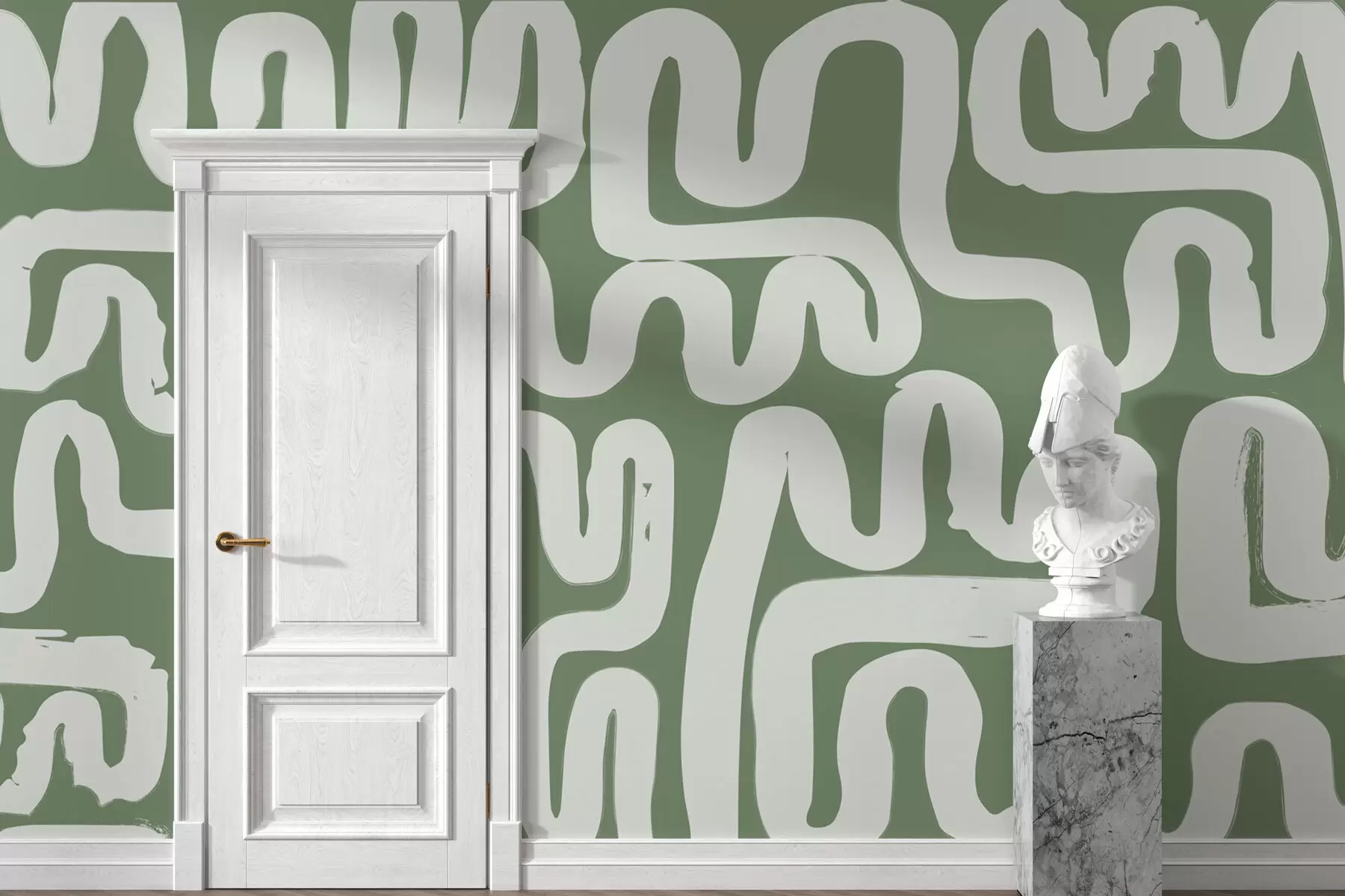 murales de pared Líneas verdes de bobinado w01686v3