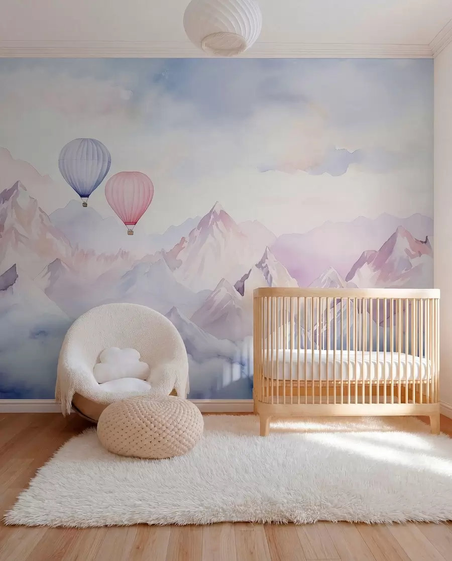 murales de pared Globos sobre cumbres rosas w01786