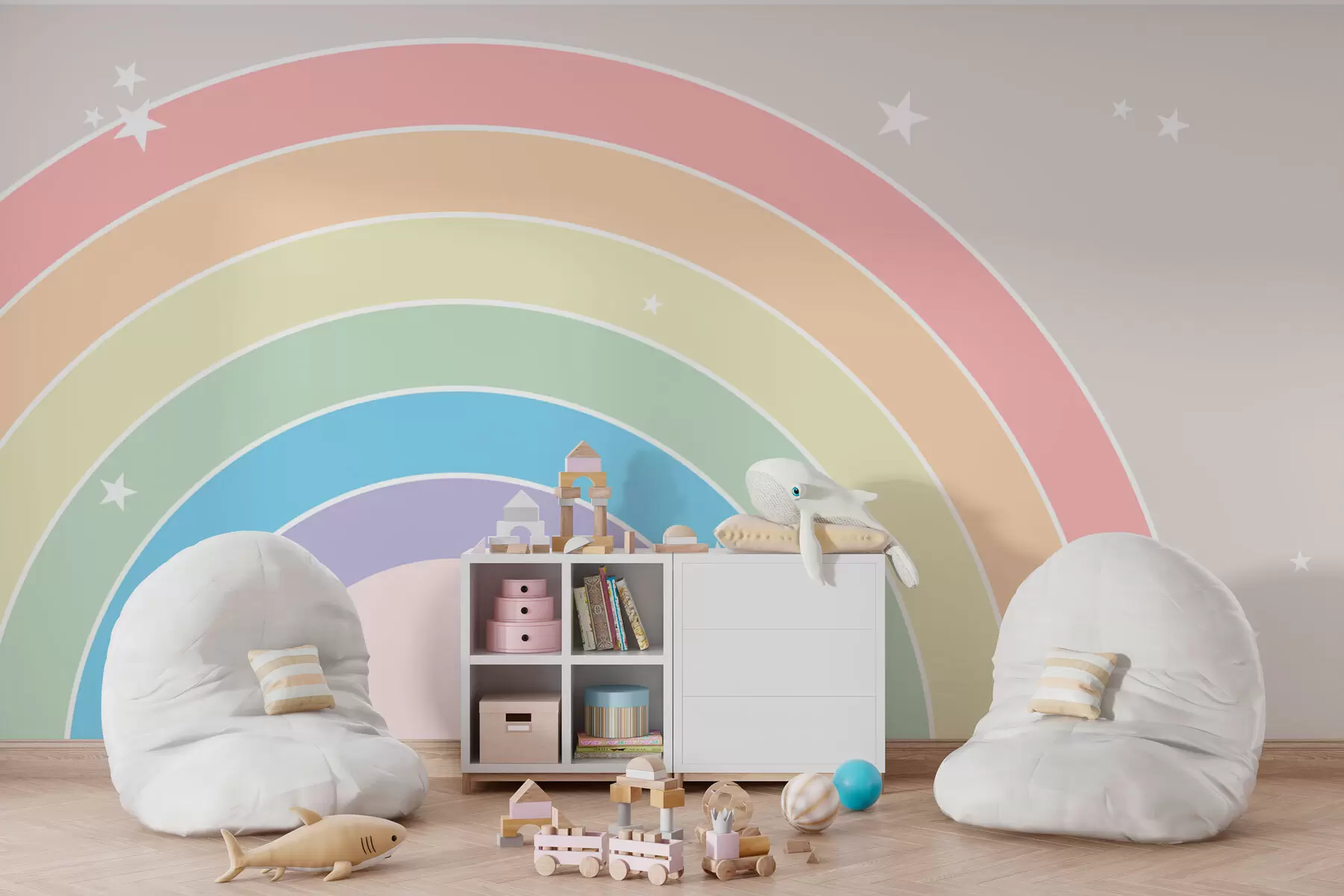 murales de pared Arco iris con estrellas w08305