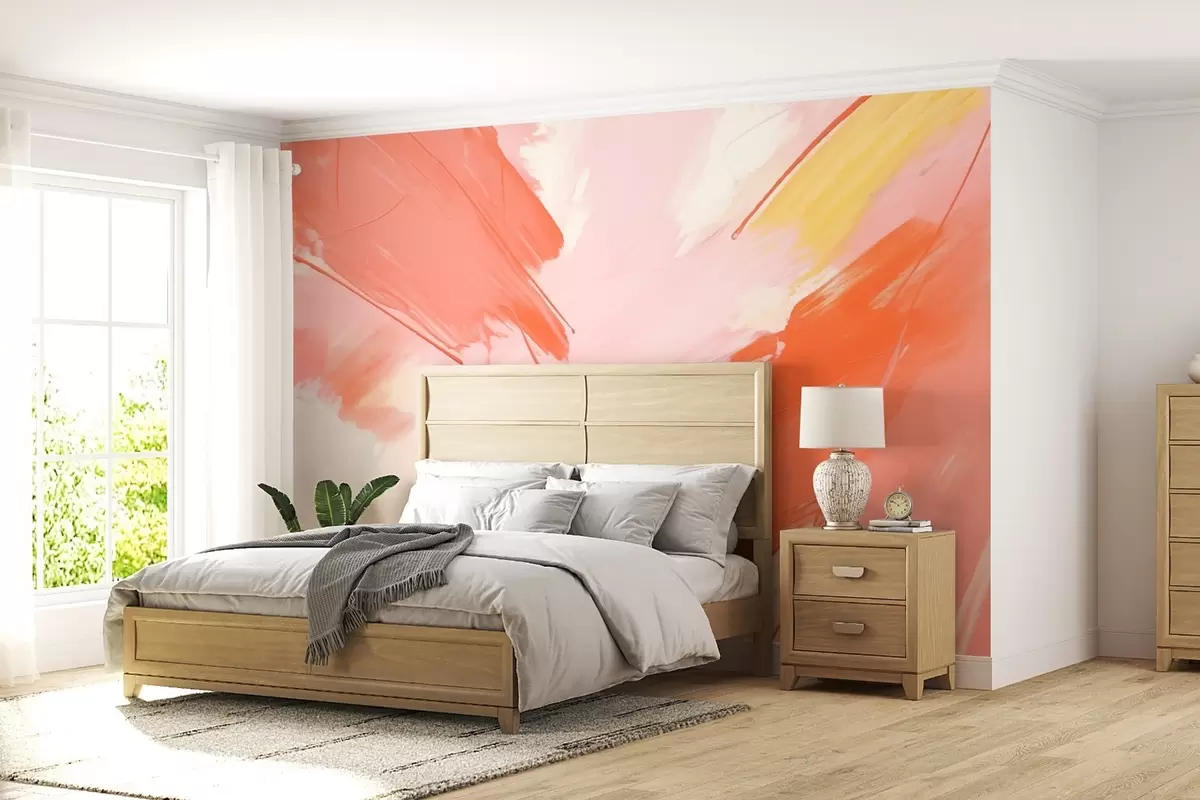 murales de pared Trazos de color, rojo, naranja w08357
