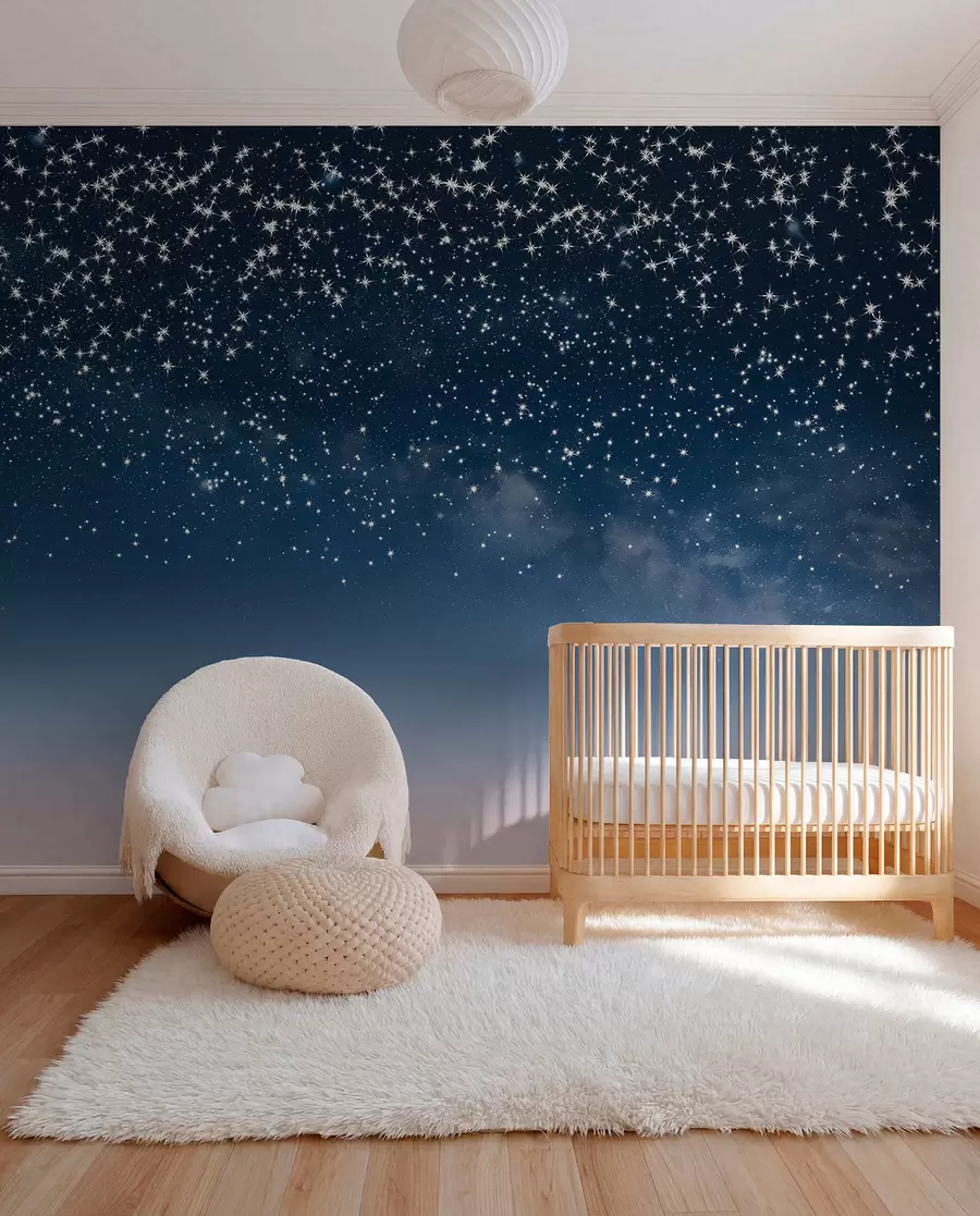murales de pared Cielo nocturno estrellado, degradado rosa, cósmico, constelaciones w01797