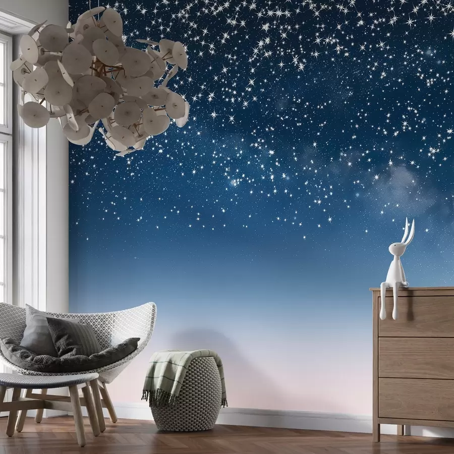 murales de pared Lluvia de estrellas en azul w01797