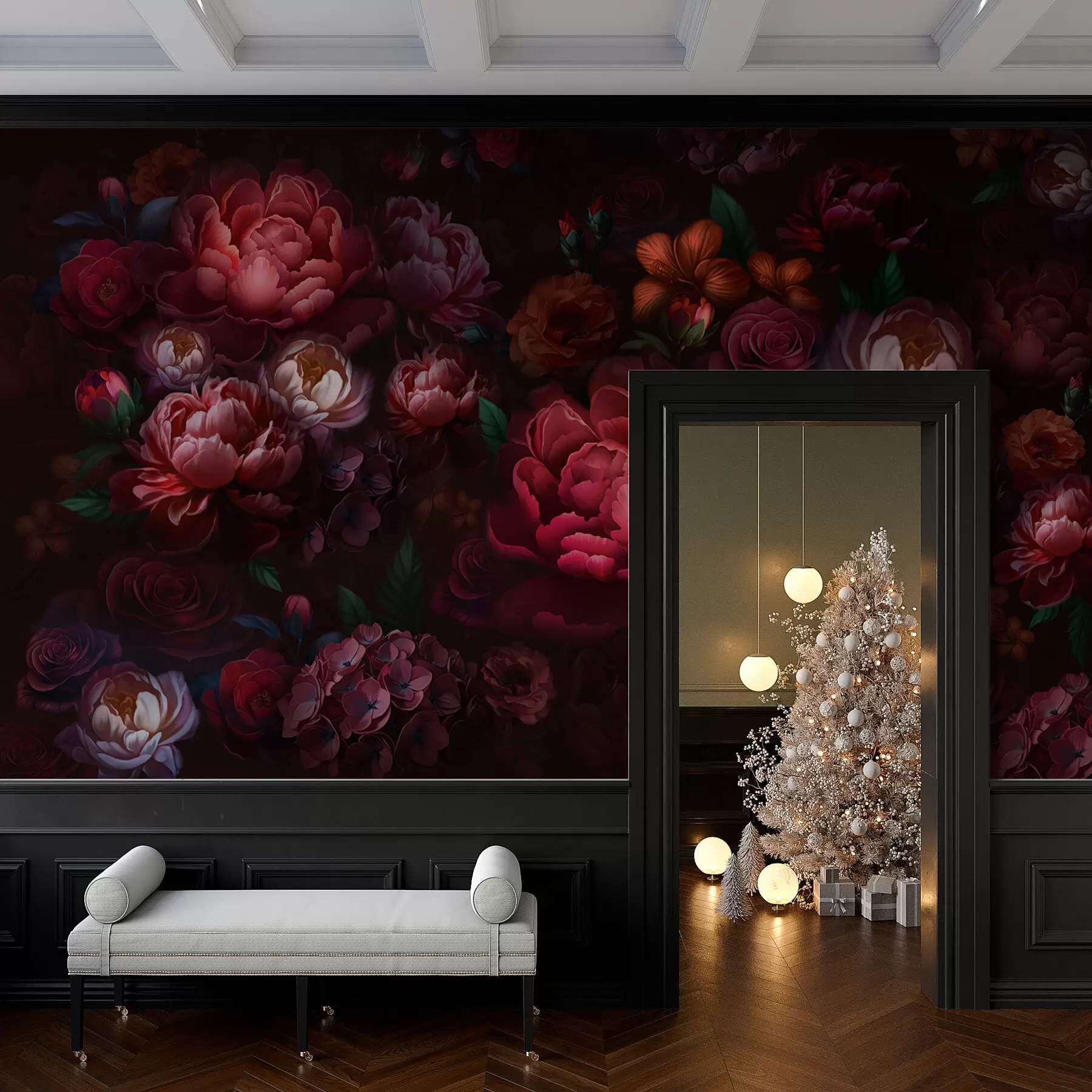 murales de pared Jardín nocturno carmesí w01794