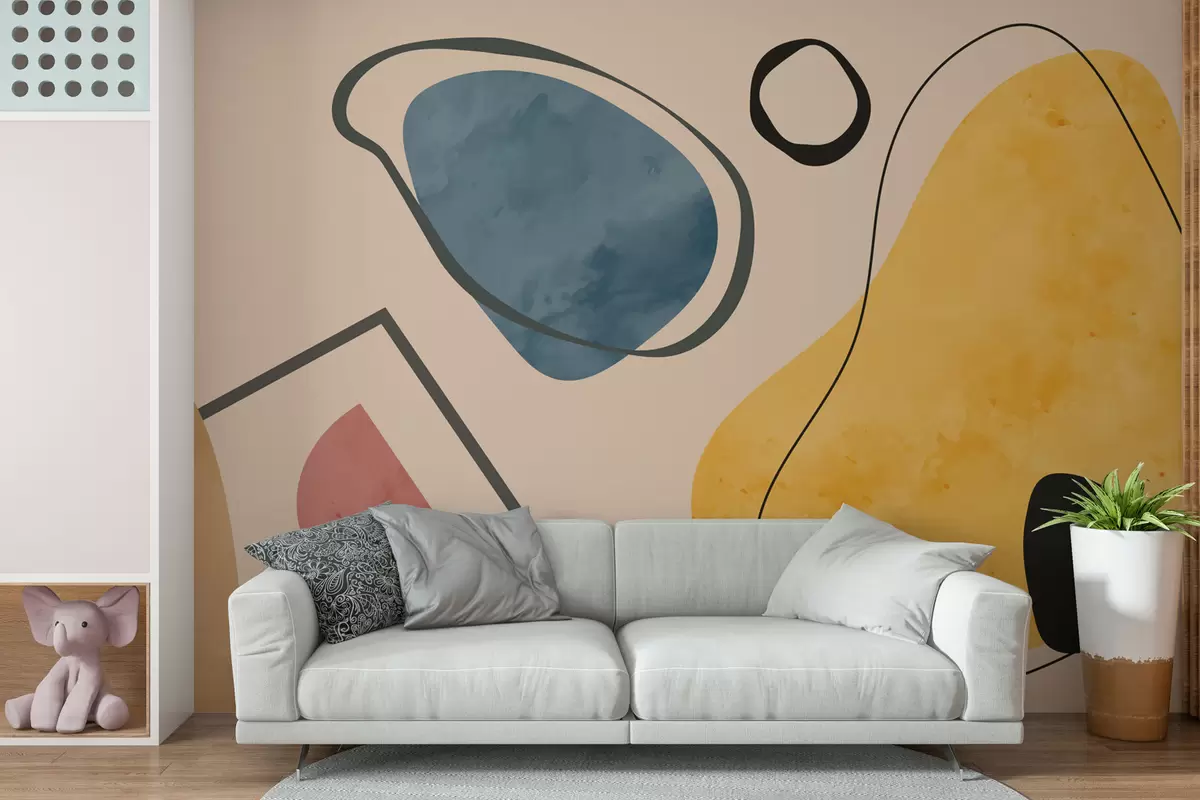 murales de pared Geometría colorista de formas divertidas w01830