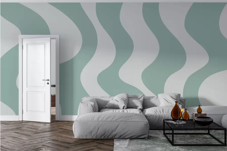 murales de pared Líneas verdes sinuosas w01833