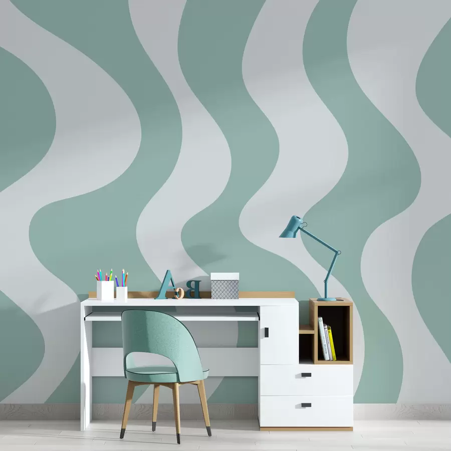 murales de pared Líneas verdes sinuosas w01833