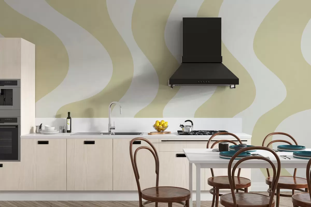 murales de pared Líneas amarillas sinuosas w01833v3