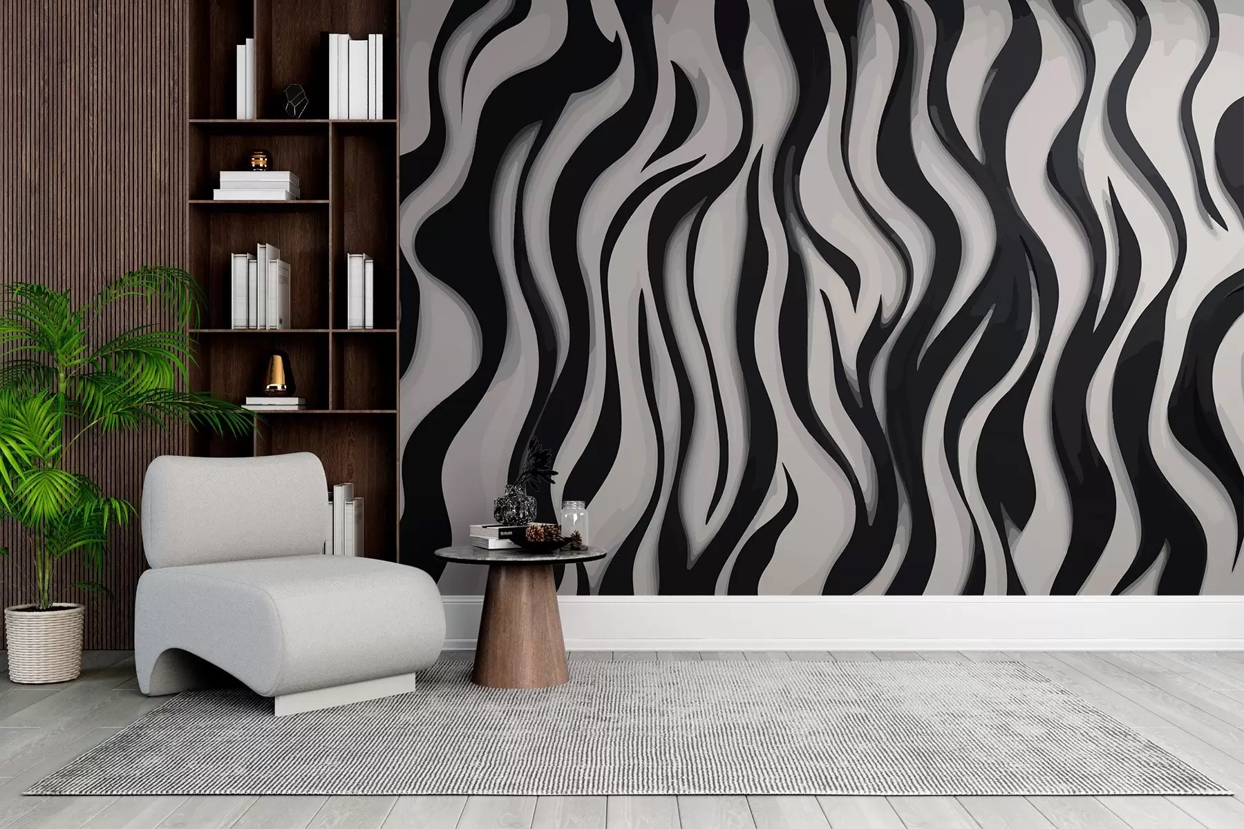 murales de pared Ondas negras w01838