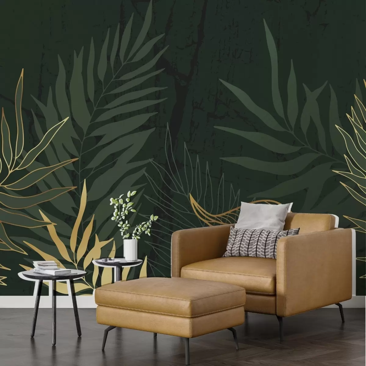 murales de pared Tropical en tonos verdes w01997v3