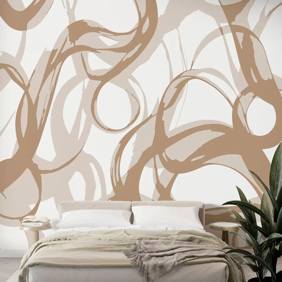 murales de pared Motivo abstracto de líneas fluidas w01969v1