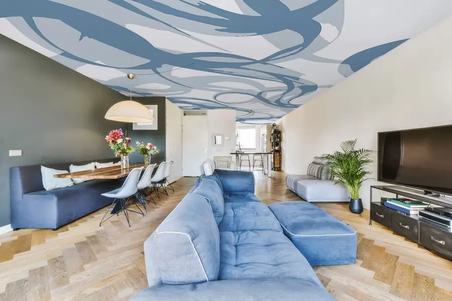 murales de pared Motivo abstracto de líneas fluidas w01969v2