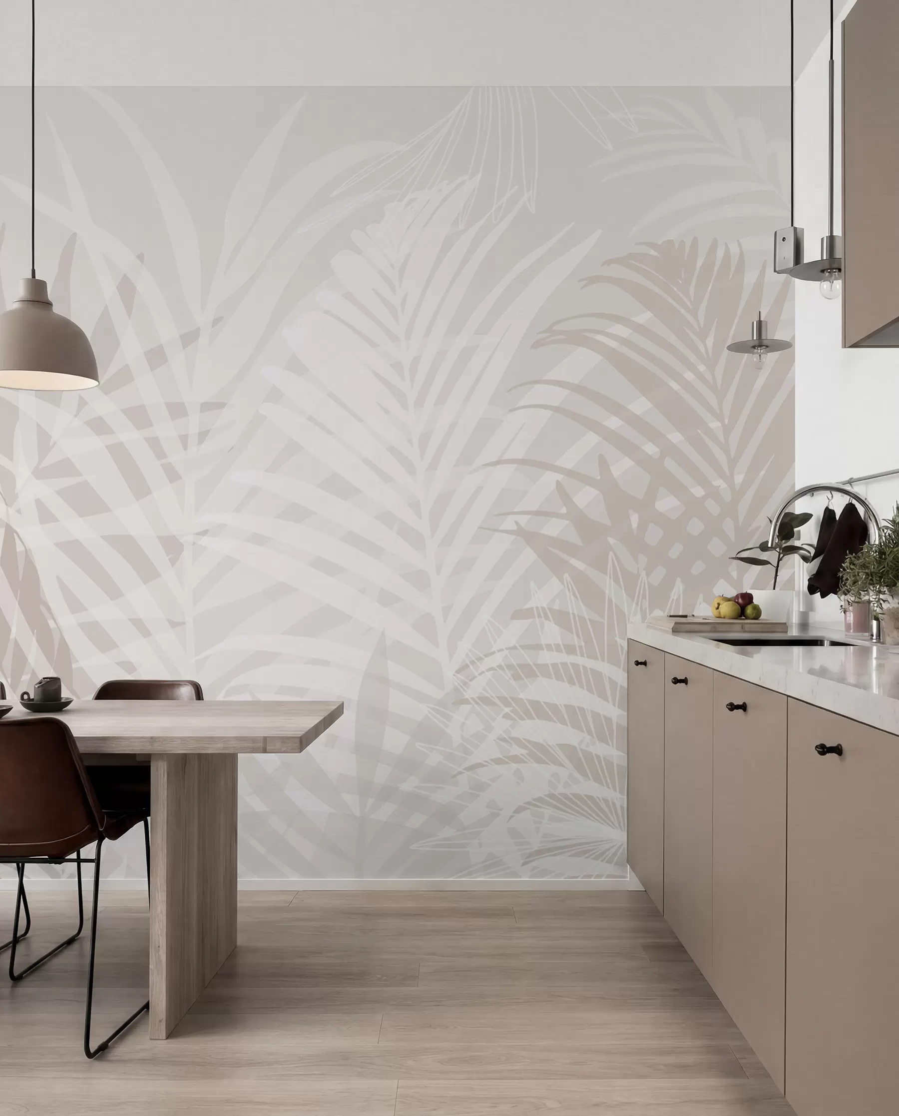 murales de pared Hojas tropicales de moda w02026v2