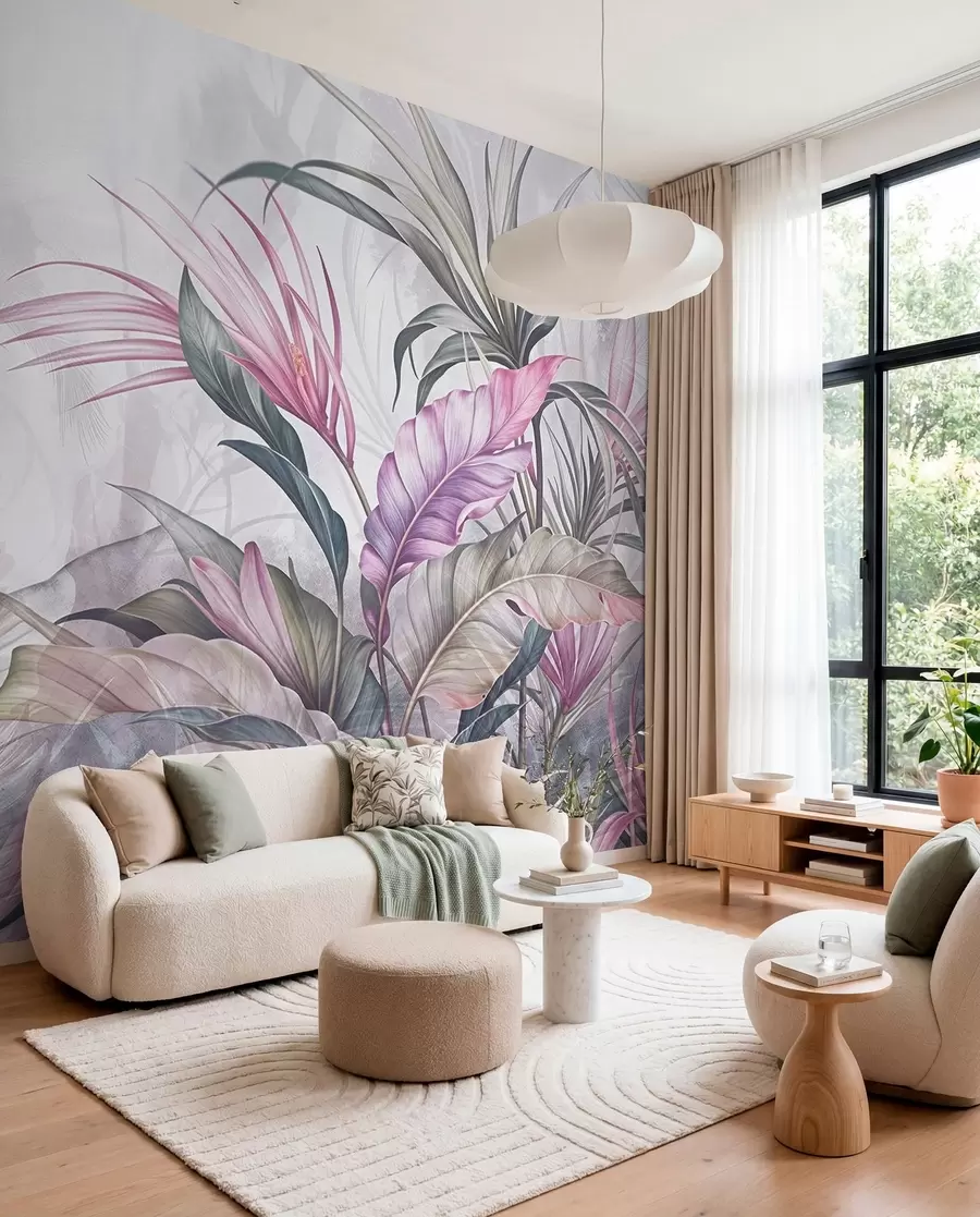 murales de pared Follaje malva y salvia w08375v1