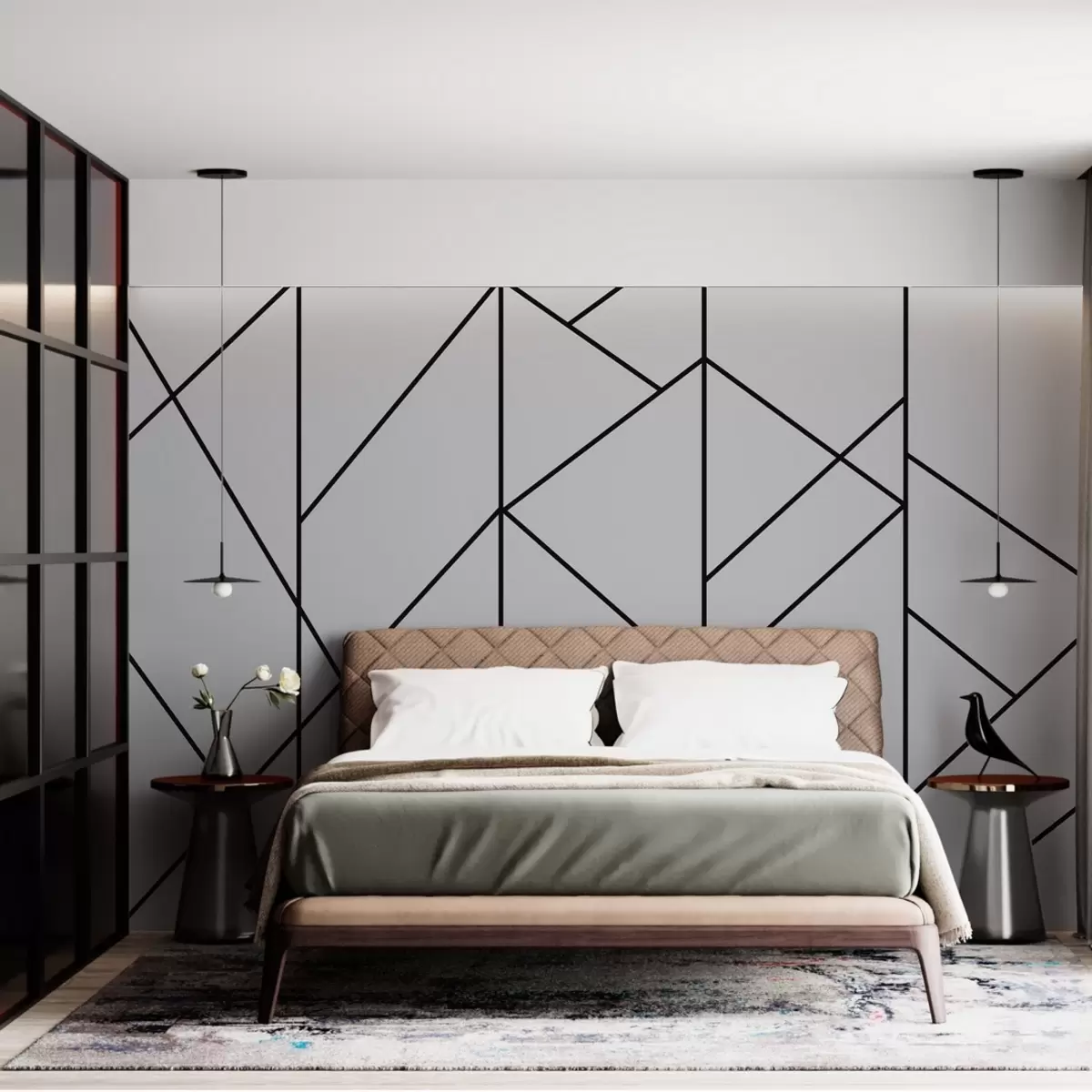 murales de pared Líneas geométricas, fondo claro w02051v1