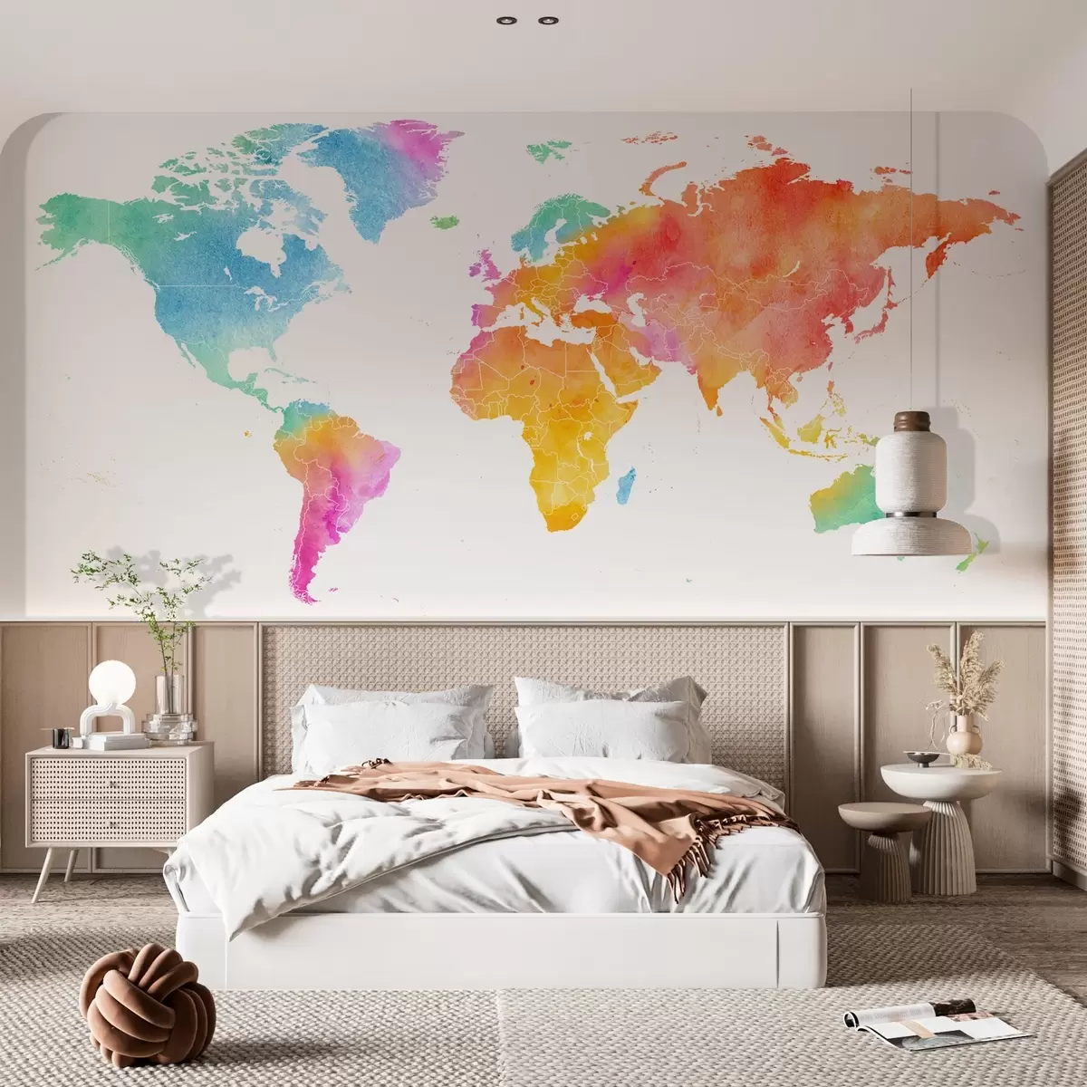 murales de pared Mapa del mundo en acuarela u99071