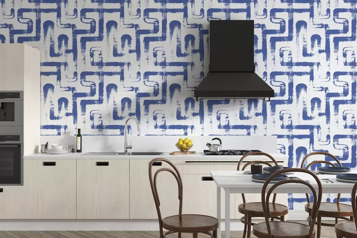 murales de pared Diseño geométrico en azul u99091v4