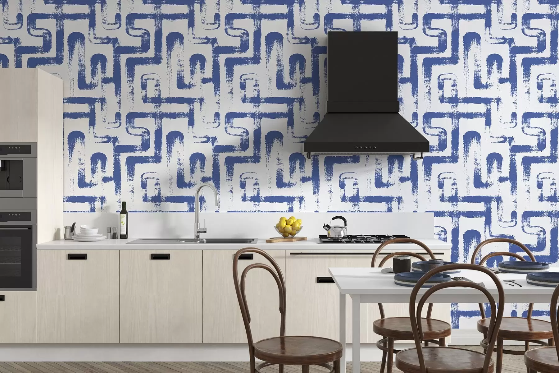 murales de pared Diseño geométrico en azul u99091v4