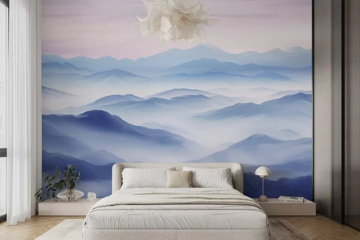 murales de pared Serenas capas de montañas azules u99460