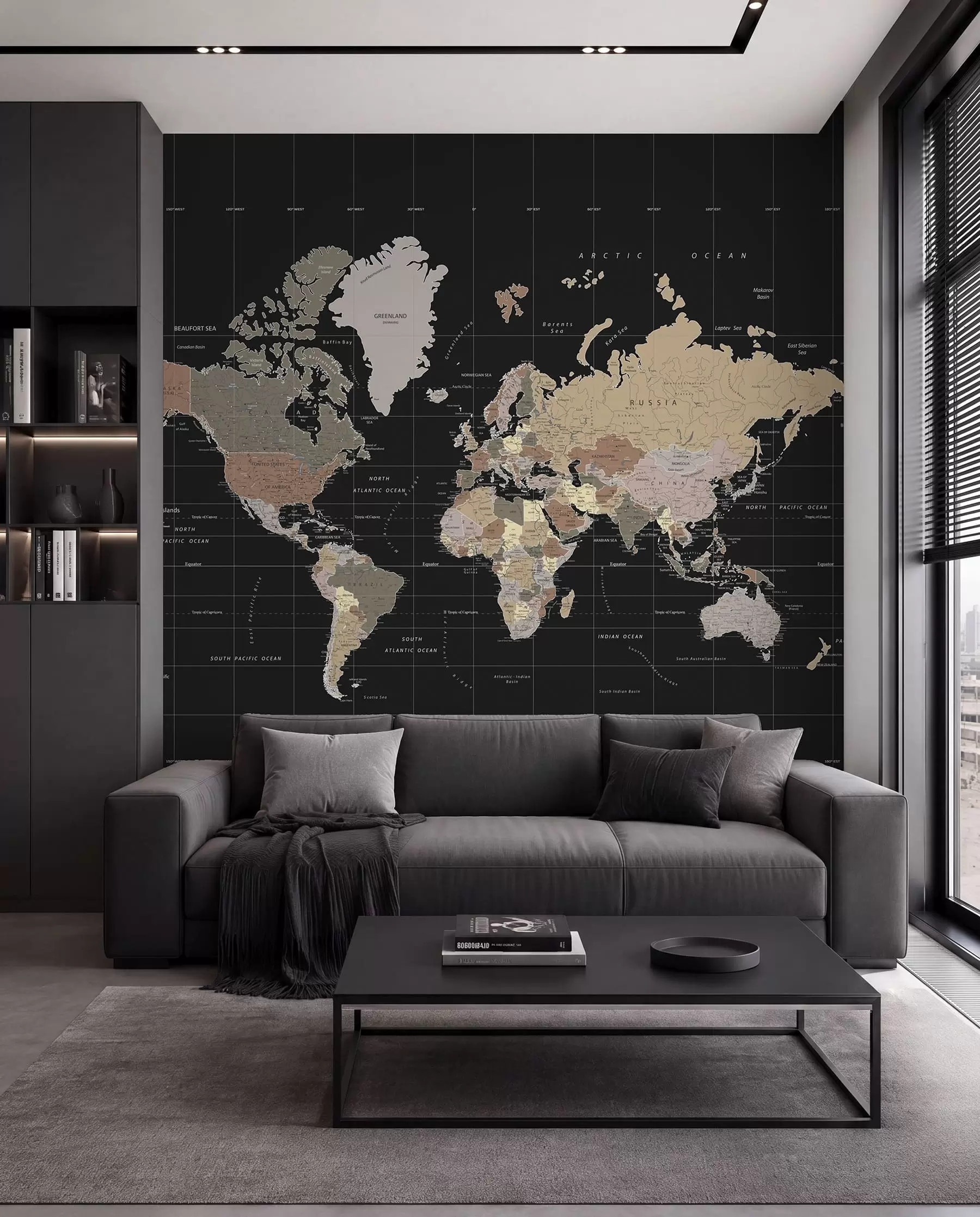 murales de pared Mapamundi sobre negro I u99477d1