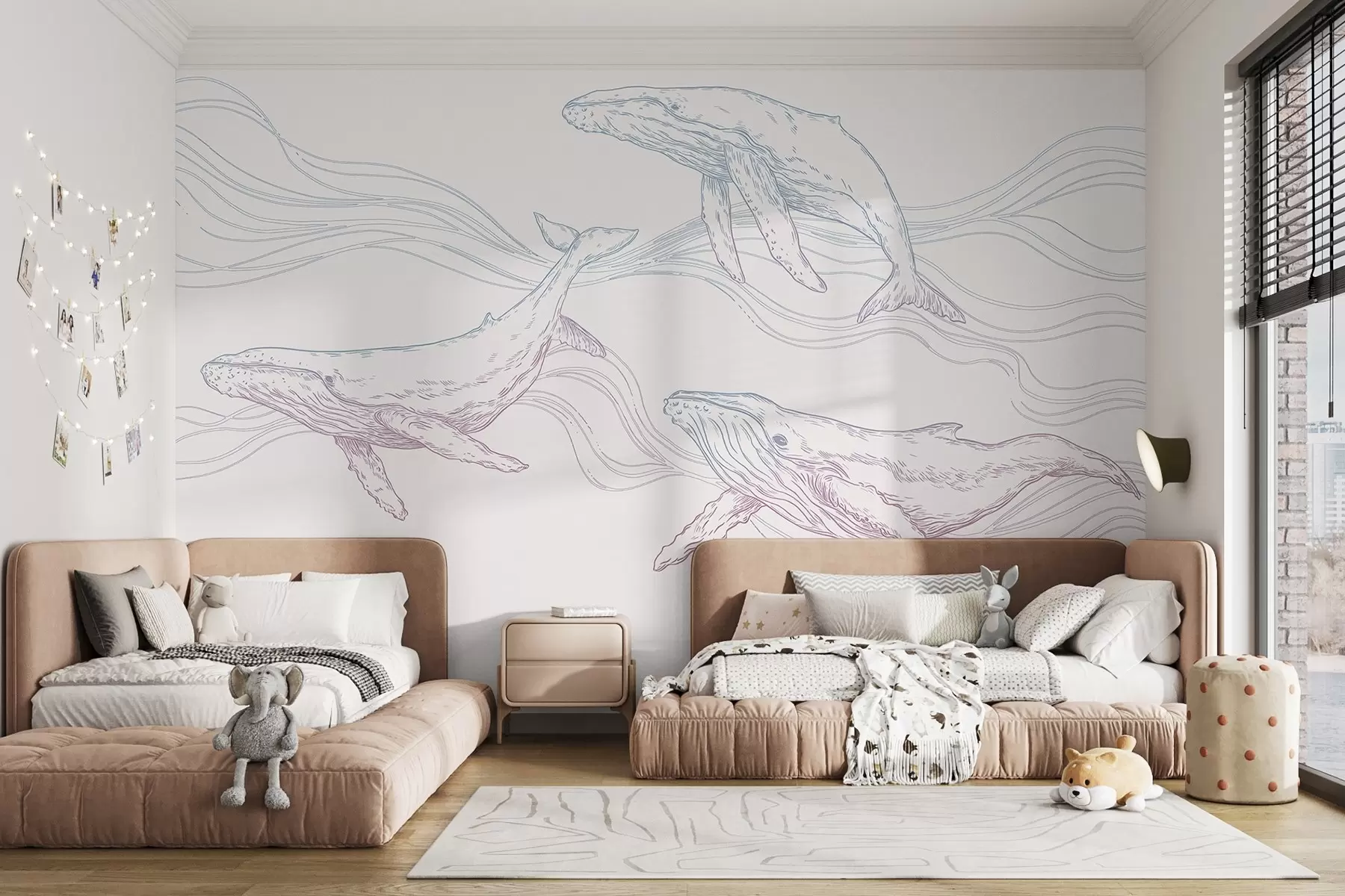 murales de pared Majestuosas ballenas en grácil movimiento u99733v3