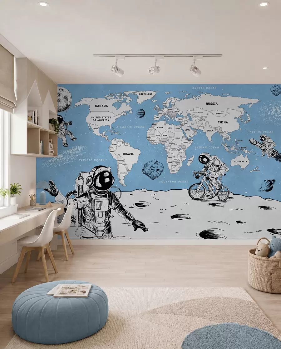 murales de pared Los astronautas exploran un universo caprichoso w00473