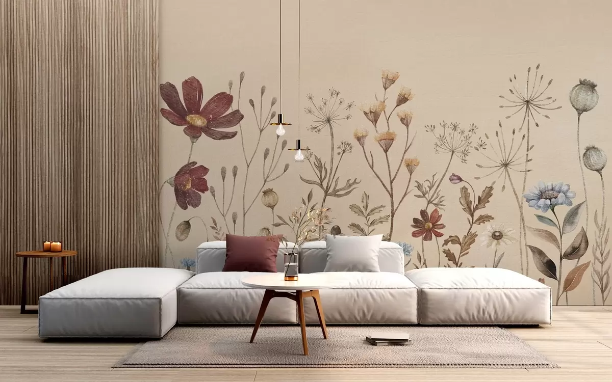 murales de pared Belleza botánica en tonos suaves w00579