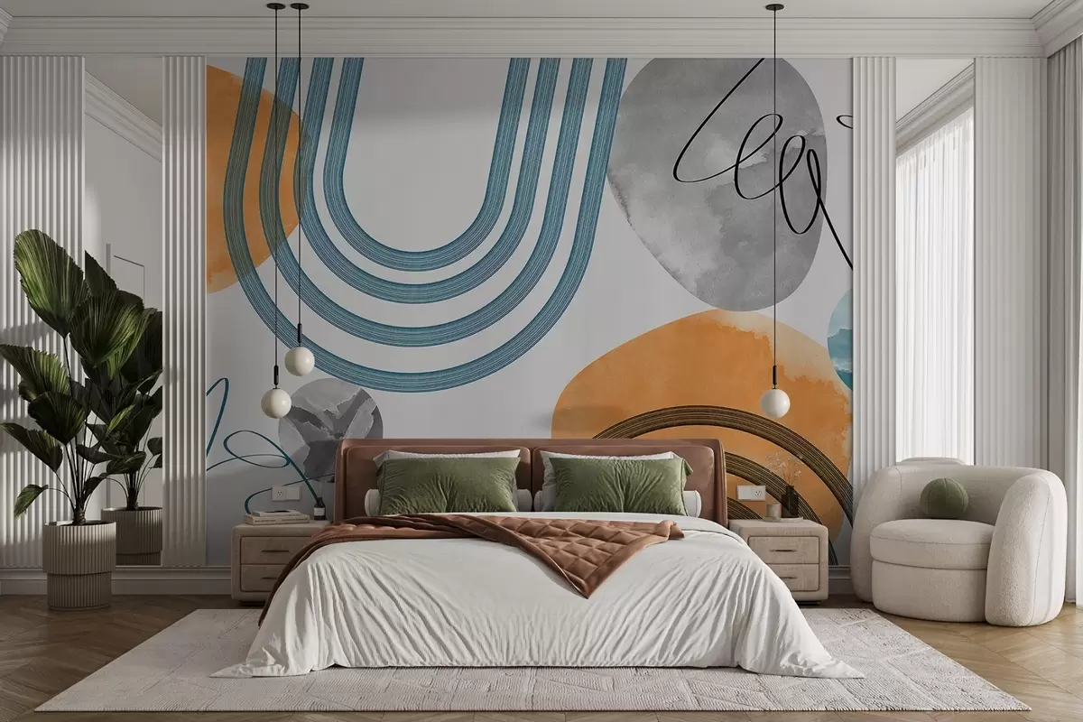 murales de pared Formas abstractas en colores vibrantes w00585