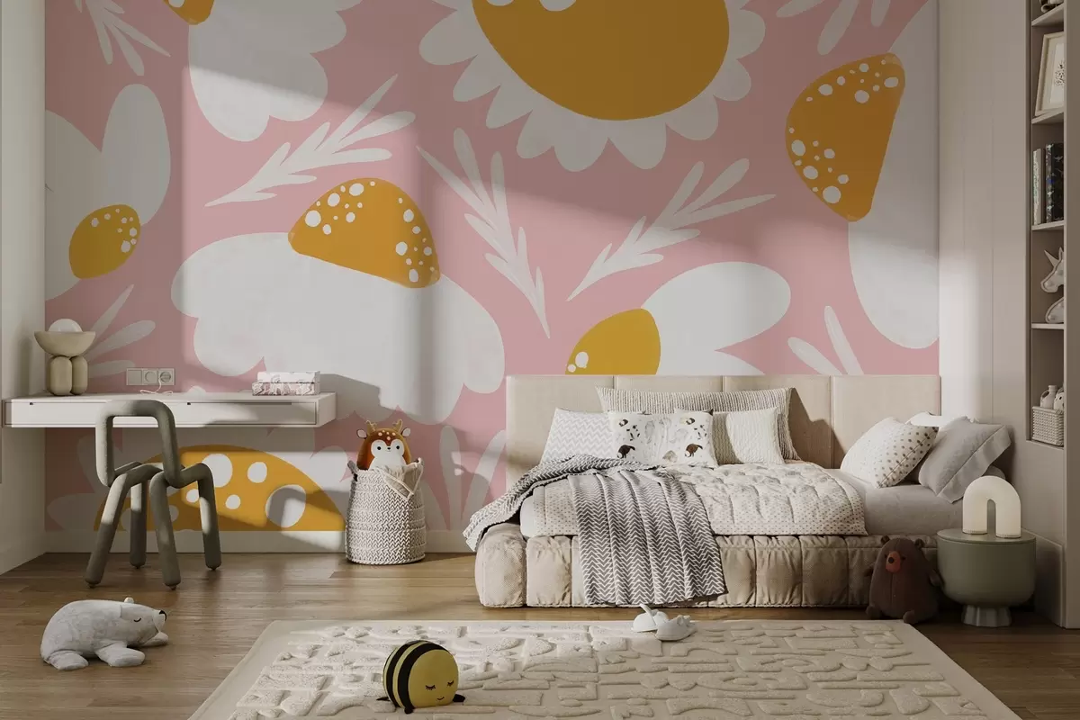 murales de pared Alegres flores sobre fondo pastel w00623