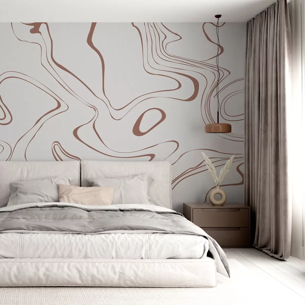 murales de pared Líneas abstractas en tonos neutros w00634
