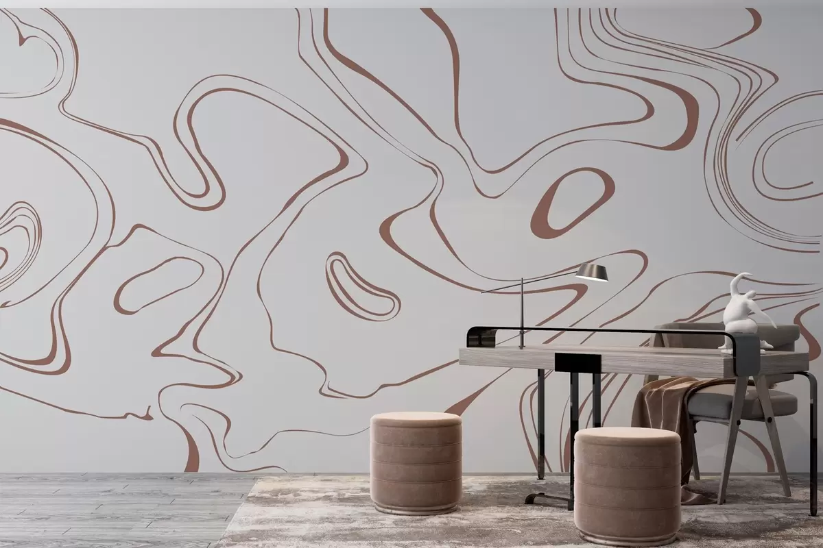 murales de pared Líneas abstractas en tonos neutros w00634