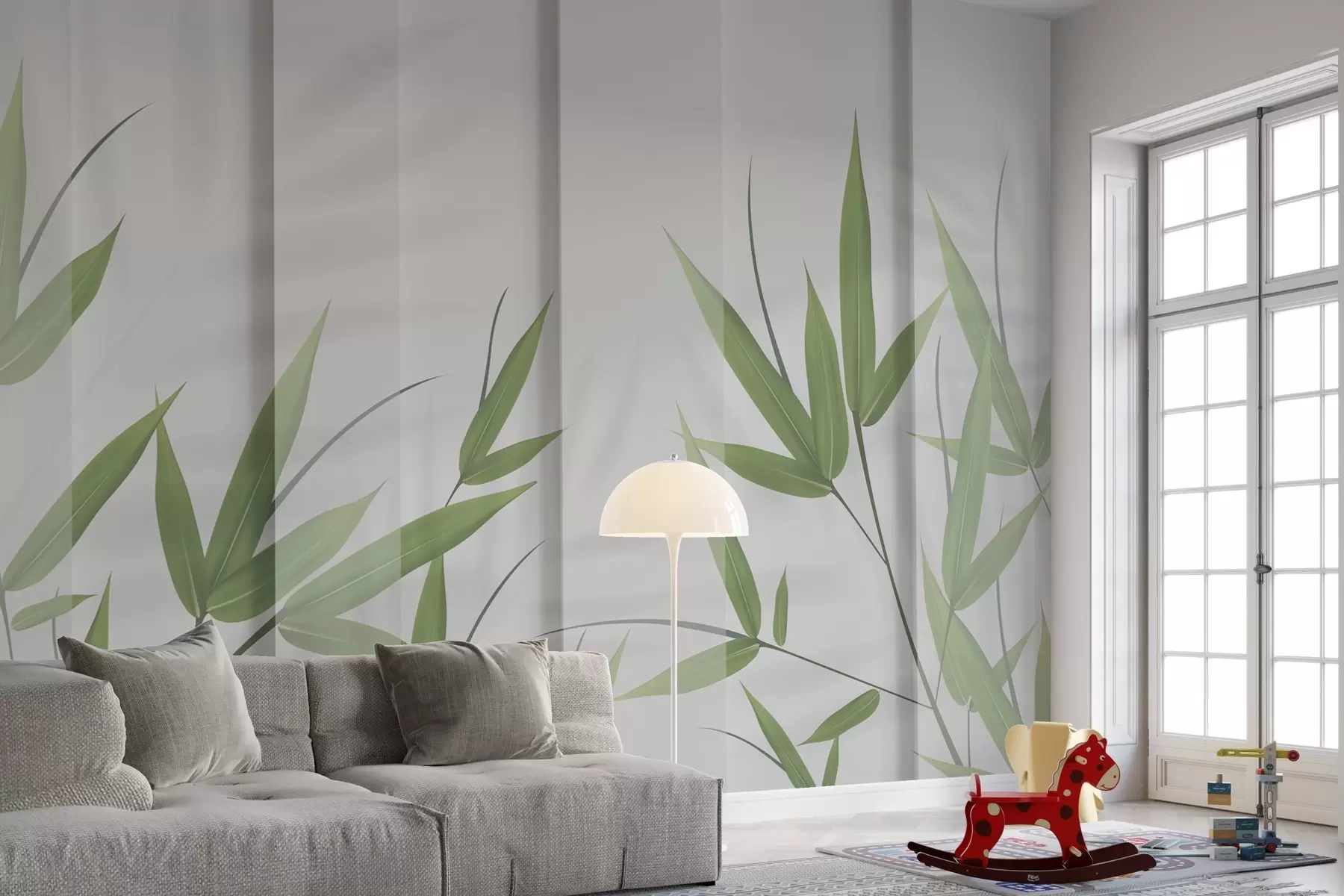 murales de pared Hojas exuberantes sobre un fondo suave w00777