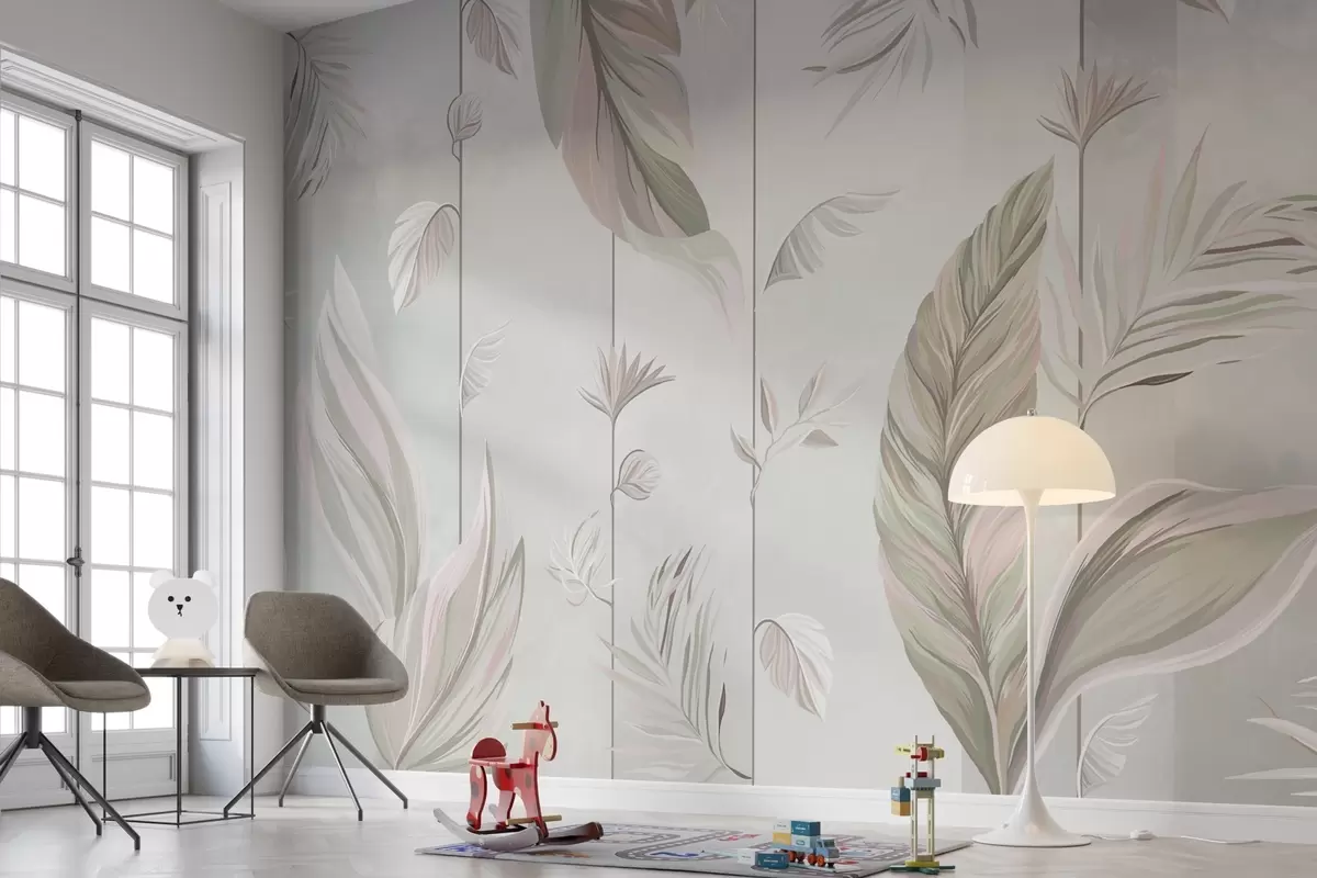 murales de pared Elegante follaje en tonos suaves w00808v2
