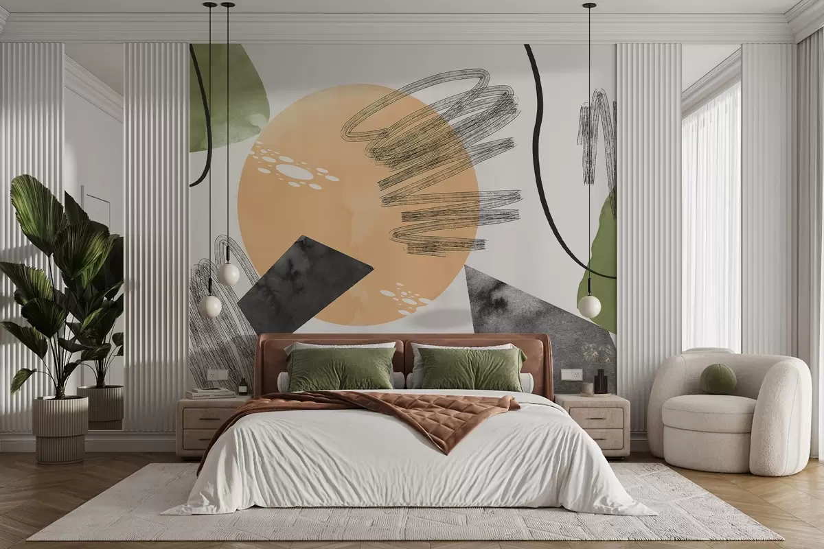 murales de pared Formas abstractas y colores vibrantes se funden w00883