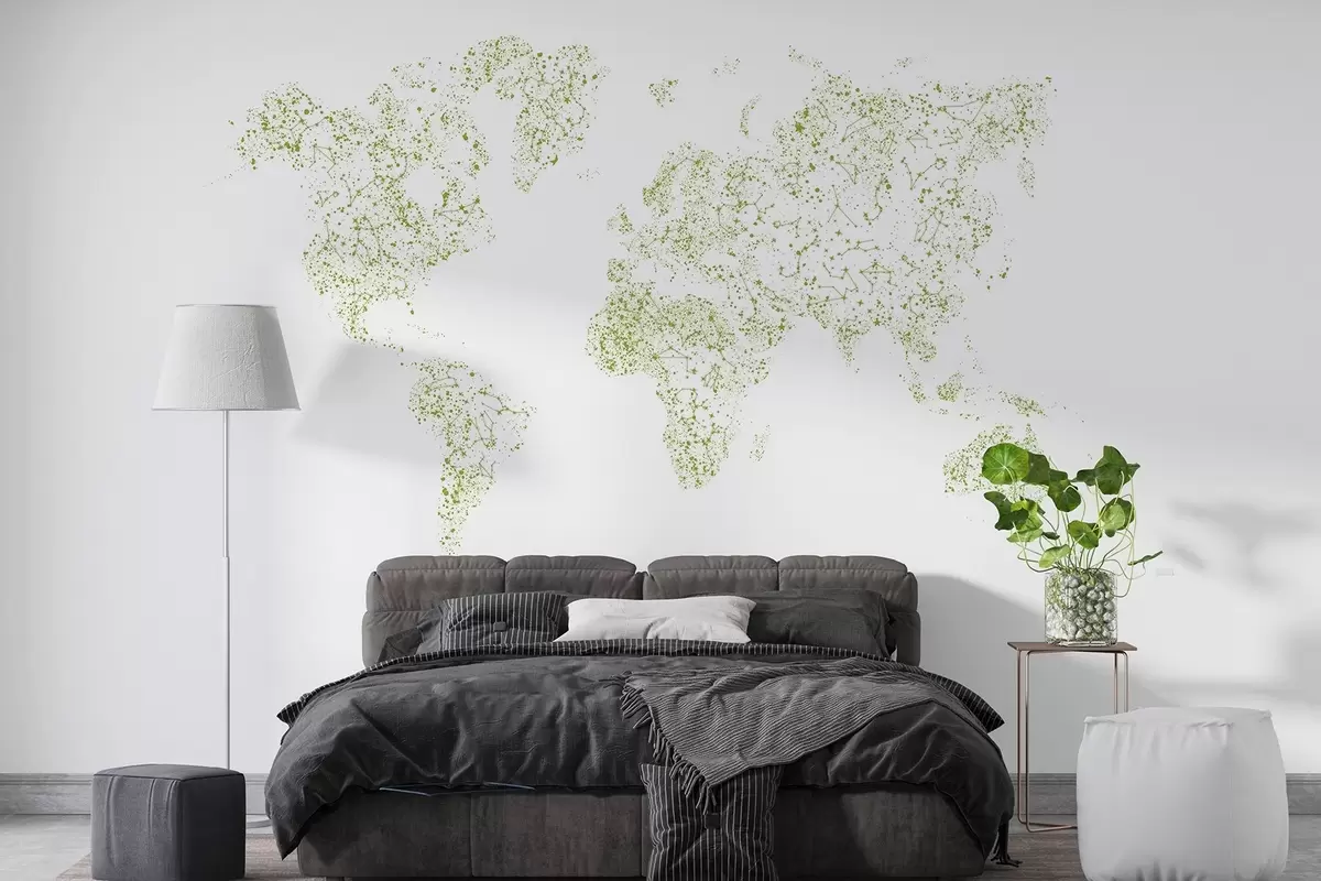 murales de pared Mapamundi texturizado en tonos verdes w00930v3