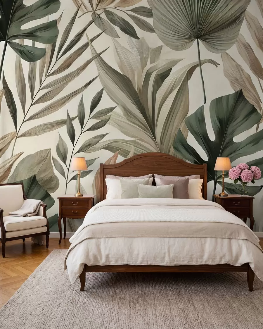 murales de pared Capas de hojas tropicales w02082