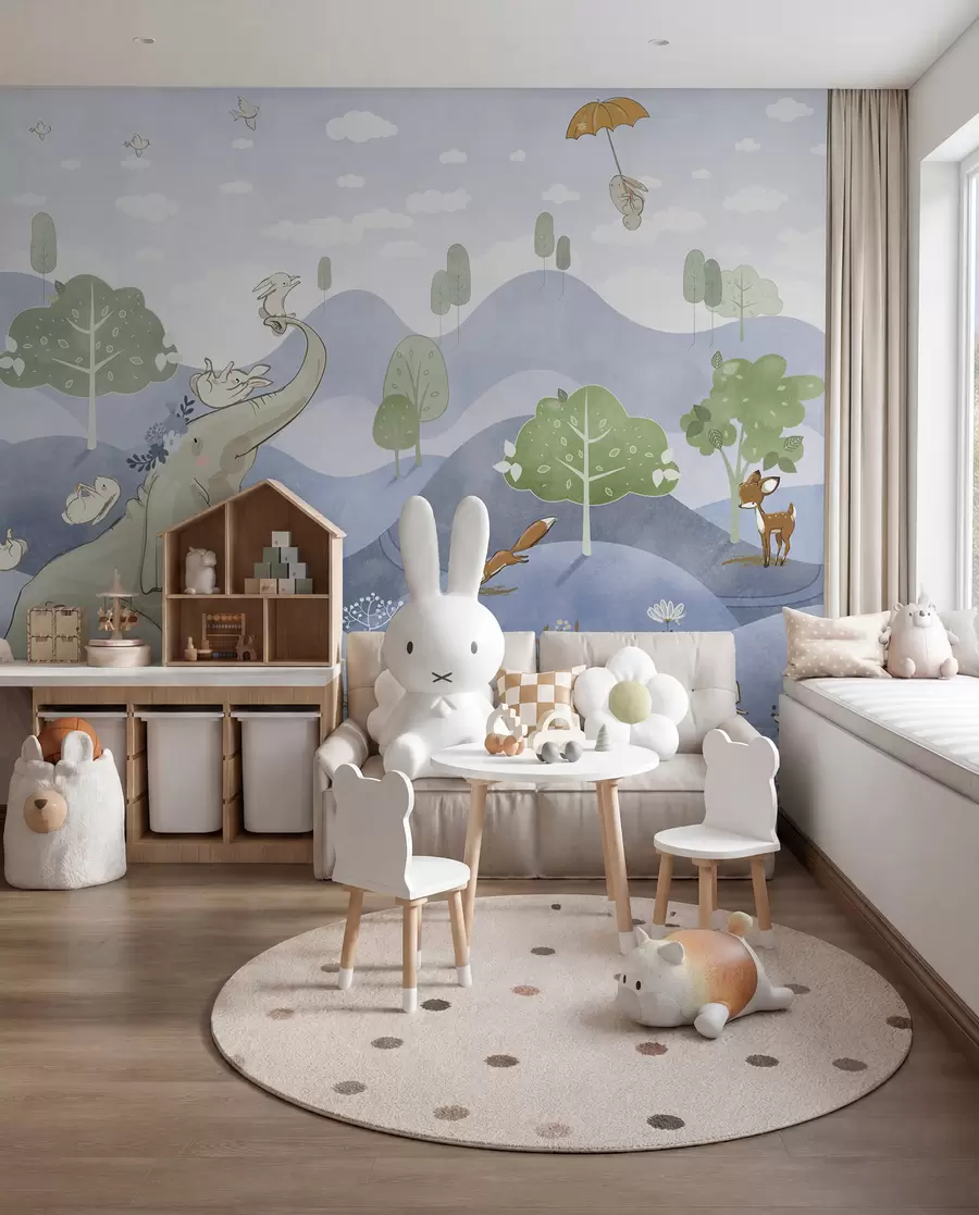 murales de pared Cuento del bosque en azul u98695v1