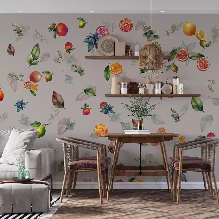 murales de pared Frutas y hojas de colores u98770v1