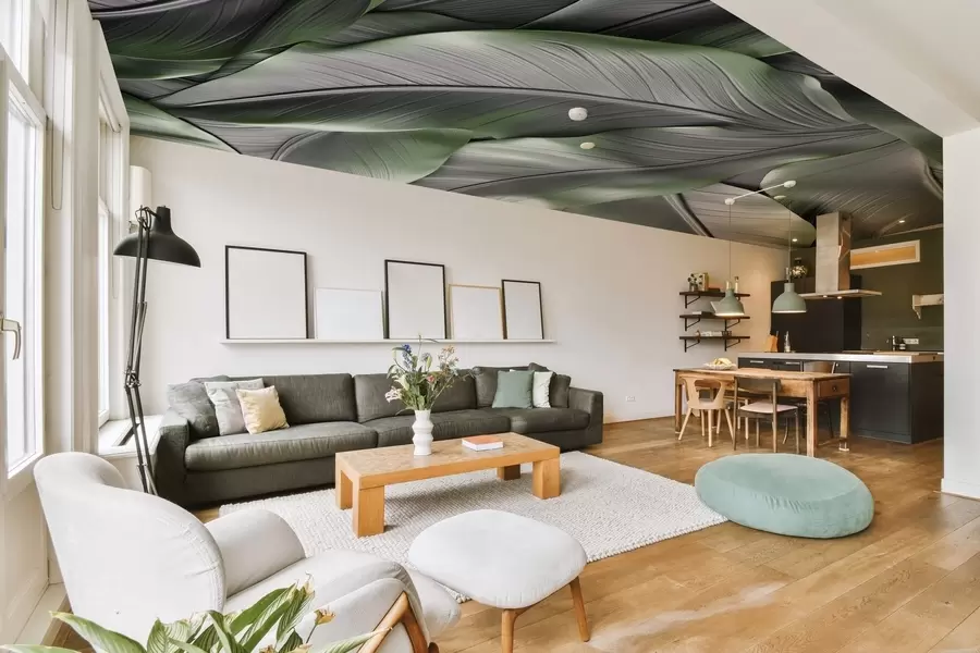 murales de pared Hojas de plátano volumétricas w08394v3